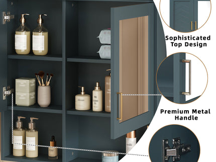 2 In 1 Wall-Mounted Mirror Cabinet With Adjustable Shelves, Soft-Close Doors, High-Definition Mirror & Storage