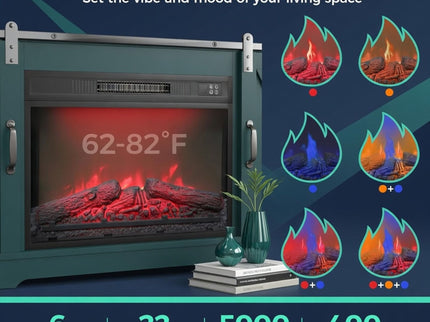 Electric Fireplace Insert Heater With Multicolor Flames, Remote Control - Black