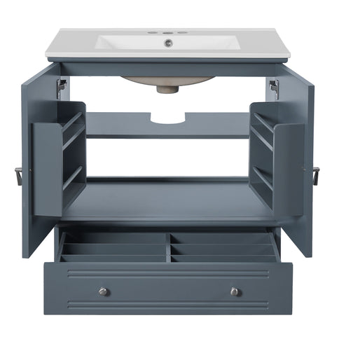 Bathroom Vanity With Sink, Cabinet With Adjustable Shelf And Drawer Divider