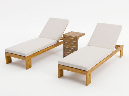 Outdoor Chaise Lounge Set & Side Table, 5 Position Adjustable Patio Recliner