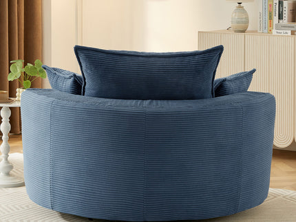 360° Swivel Accent Barrel Chair With Dual Layer Cushion And 3 Removable Pillows
