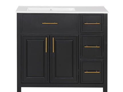 Modern Bathroom Vanity With Sink Top, 2 Doors And 3 Drawers