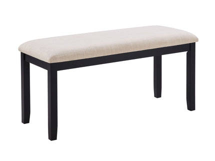 6 Piece Dining Table Set With Bench - Beige / Black / Oak