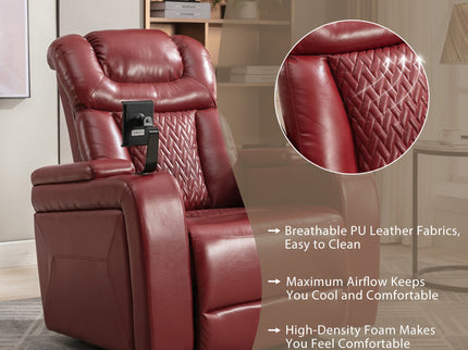 270 Degree Swivel Power Recliner With Tray Table, Phone Holder, Cup Holder, USB Port