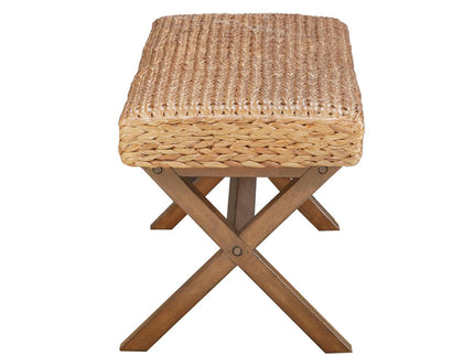 Bench With Water Hyacinth Seat - Brown