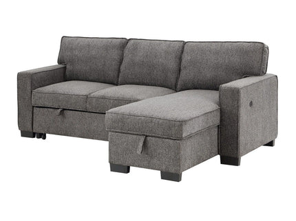 Estelle - Fabric Reversible Sleeper Sectional With Storage Chaise Drop-Down Table 2 Cup Holders And 2 USB Ports