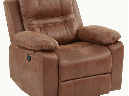 1 Piece Single Power Recliner Pillow Top Arms Cushion Back With USB Port - Dark Brown