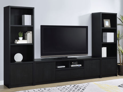Sloat - 3 Shelf Media Tower With Cabinet Storage - Black