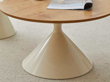 Round Coffee Table - Brown / White