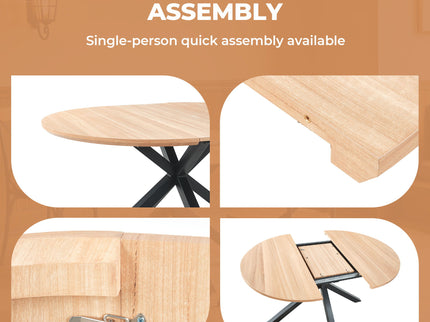 Extendable Round Dining Table - Oak