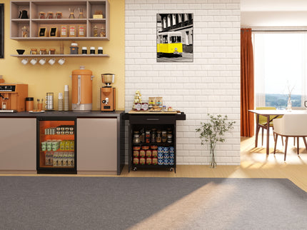 Black Kitchen Island Cart with 1 Drawer, 2-Door Cabinet & Adjustable Shelving – Solid Rubberwood Countertop