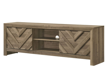 Chevron Patterned Living Room TV Stand - Light Brown