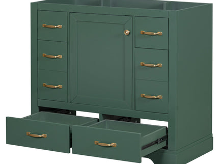Modern Bathroom Vanity Base Only, 6 Drawer Storage With Adjustable Shelf