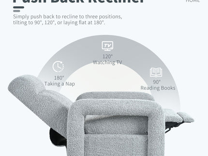 Push Back Recliner Armchair Upholstered Recliner Chair Single Sofa With Adjustable Backrest