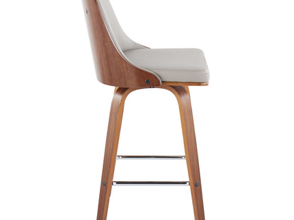 Gianna - Mid Century Modern Fixed Height Counter Stool With Swivel With Square Footrest (Set of 2)