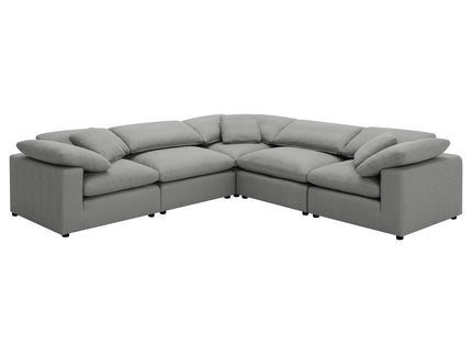 Segoura - 5 Piece Upholstered Modular Sectional With Reclined Back Pillows - Gray