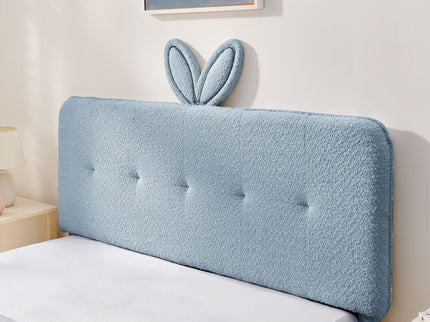 Upholstered Bed With Oversized Rabbit Ear Headboard, LED Lights & 4 Storage Drawers