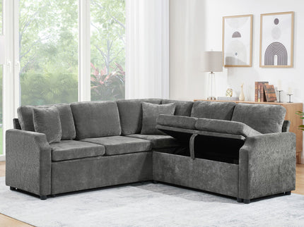 Modern L Shaped Sectional Sofa Bed With Hidden Storage Upholstery