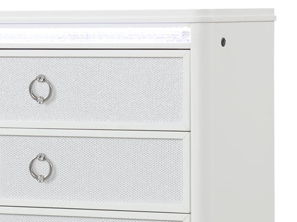 Abigale - 5 Drawer Chest With LED Lighting - White