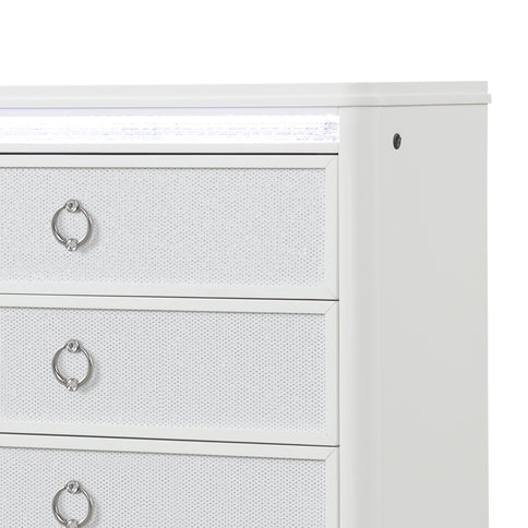 Abigale - 5 Drawer Chest With LED Lighting - White