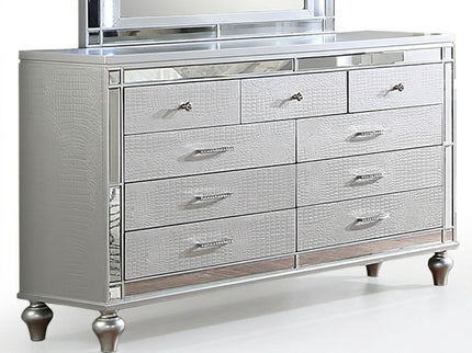 1 Piece Dresser With Snake Skin Bedroom Furniture - Silver
