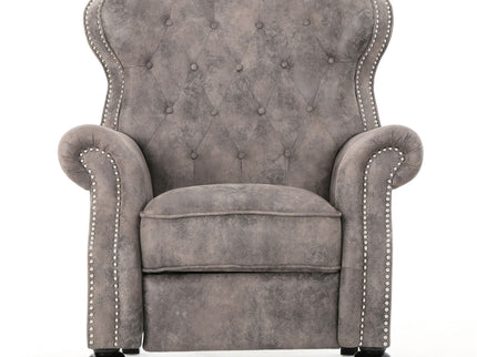 Accented Push Back Recliner Chair With Rolled Arms, Enjoy Cocooning Comfort