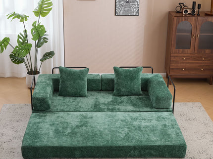 Convertible Floor Sofa Bed With Pillow Back Support Armrest