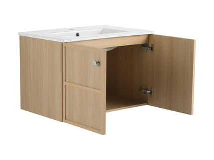 Wall Mounted Bathroom Vanity With Ceramic Sink And 2 Soft Closing Doors
