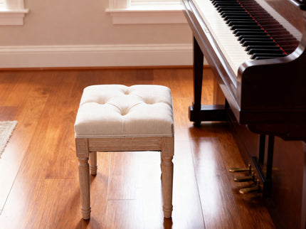 Small Padded Square Ottoman Bench For Living Room - Beige