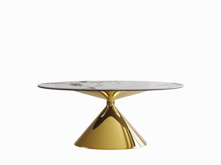 Modern Luxury Marble Dining Table Set Oval Kitchen Table With Stainless Steel Base - Gold / White Print