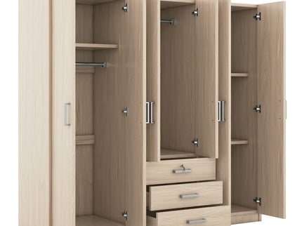 6 Doors Wardrobe Storage For Bedroom, With Big Drawers