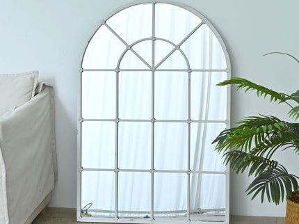 Handmade Arched Mirror, Windows Design For Entryway - White