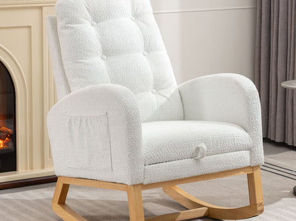 Accent Rocking Chair With Footrest, High Back