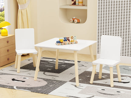 Kids Table And 2 Chairs Set, 3 Piece Toddler Activity Play - White