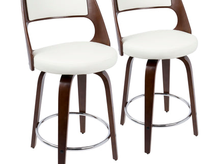 Cecina - Mid-Century Modern Fixed Height Counter Stool With Swivel And Round Footrest (Set of 2)