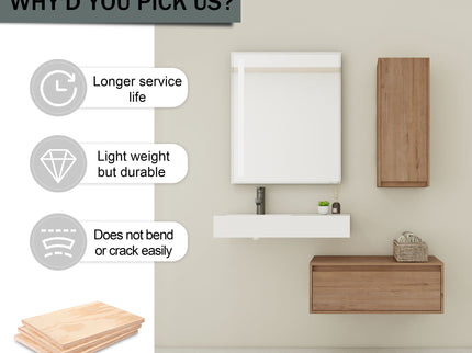 Modern Wall Mounted Bathroom Vanity With Resin Sink And Side Cabinet, Soft Close Drawer, Imitative - Imitative Oak