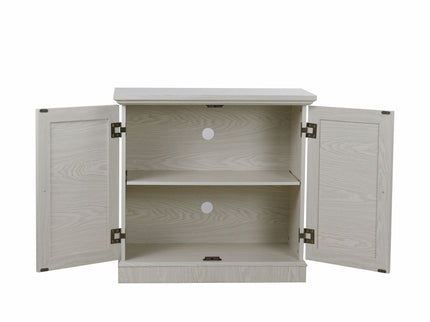 Sideboard Cabinet With Mirrored Doors, Adjustable Shelf, Metal Handles