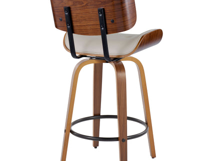 Lombardi - Mid-Century Modern Fixed Height Counter Stool With Swivel With Round Footrest (Set of 2)