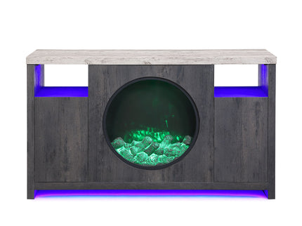 Nancy - Entertainment Unit With Bluetooth Speaker And LED Lighting - Gray