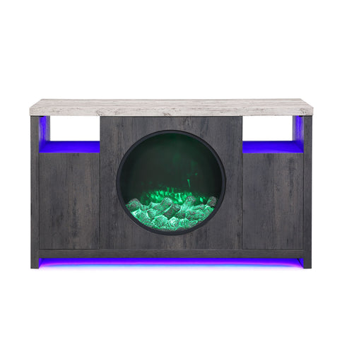 Nancy - Entertainment Unit With Bluetooth Speaker And LED Lighting - Gray