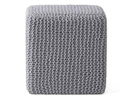 Chabani - Indoor Modern Knitted Fabric Cube Pouf Ottoman - Light Gray
