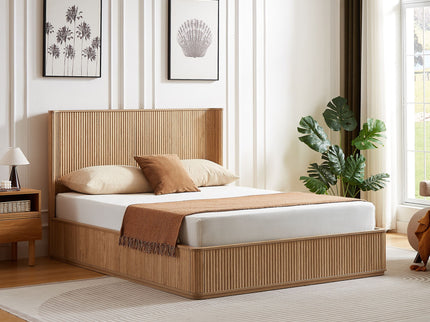 Wave Pattern Headboard Platform Bed Frame
