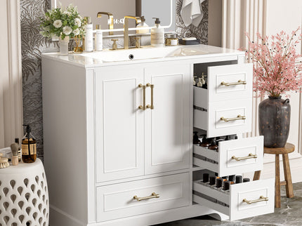 Traditional Bathroom Vanity With Soft Close Doors And Drawers