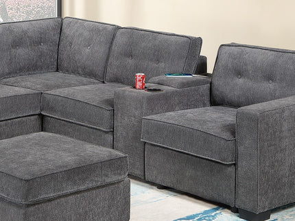 Sectional Set With Reversible Loveseat, USB Console, Corner Wedge & Ottoman