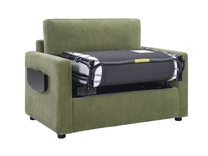 Sleeper Sofa With Foldable Mattress, USB Ports, Side Table & Storage Pocket