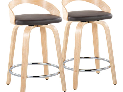 Grotto - Contemporary Fixed Height Counter Stool & Swivel, Round Footrest (Set of 2)