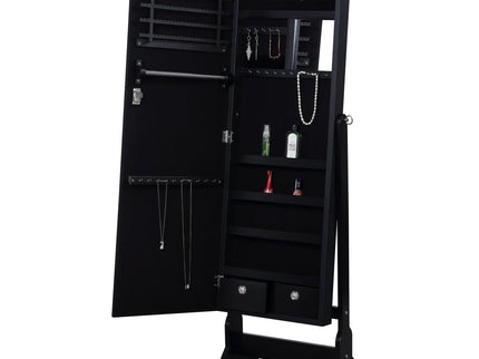 Casey - Jewelry Cheval Mirror With Storage - Black