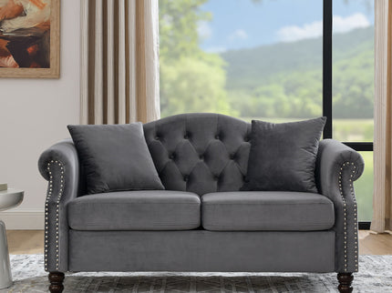 2 Seater Chesterfield Sofa With Rolled Arms And Nailhead Trim For Living Room
