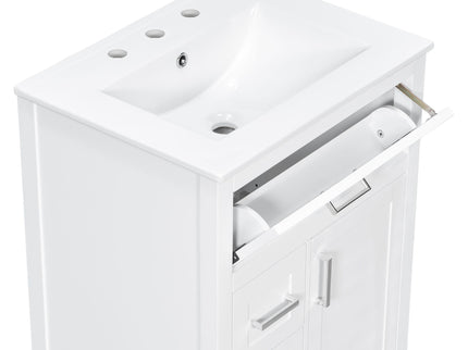 Modern Bathroom Vanity With Sink, Flip Drawer & 2 Drawers, Soft Close Hinges, Adjustable Shelf