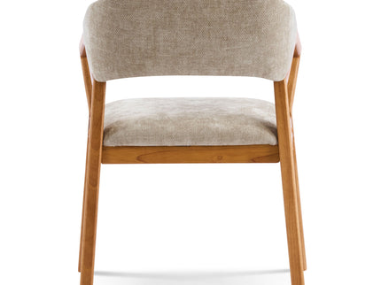 Indoor Upholstered Dining Chair (Set of 2) With Sturdy Frame And Ergonomic Curved Backrest - Oatmeal / Teak